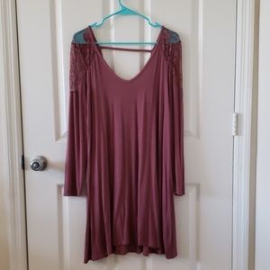 Pink AE lace shoulder dress